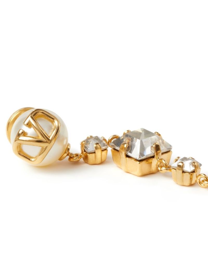 Gold-tone Vlogo Signature Crystal Drop Earrings