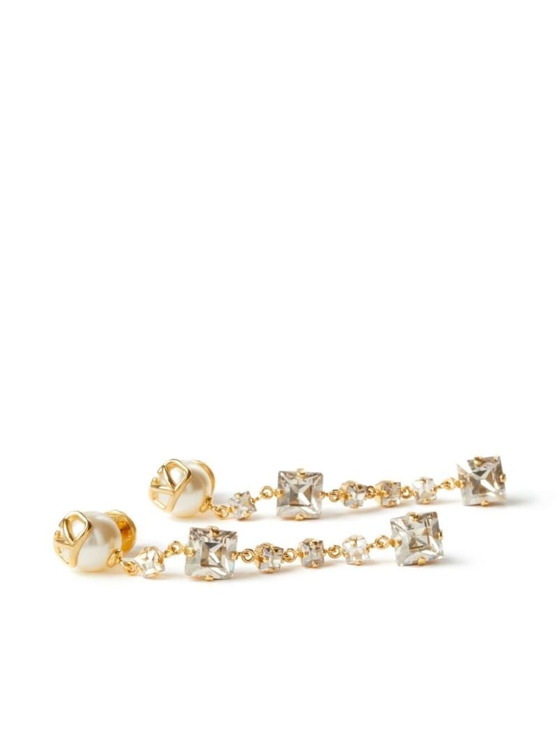 Gold-tone Vlogo Signature Crystal Drop Earrings