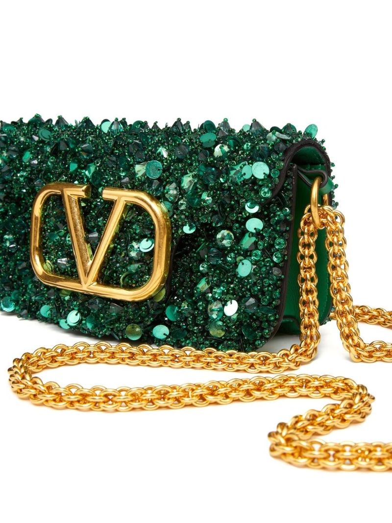 Green Small LocÃ_x0083_Â² Embellished Shoulder Bag