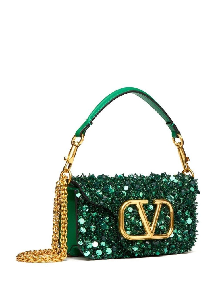 Green Small LocÃ_x0083_Â² Embellished Shoulder Bag