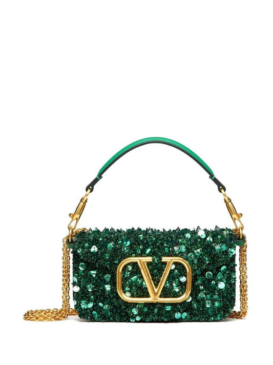 Green Small LocÃ_x0083_Â² Embellished Shoulder Bag