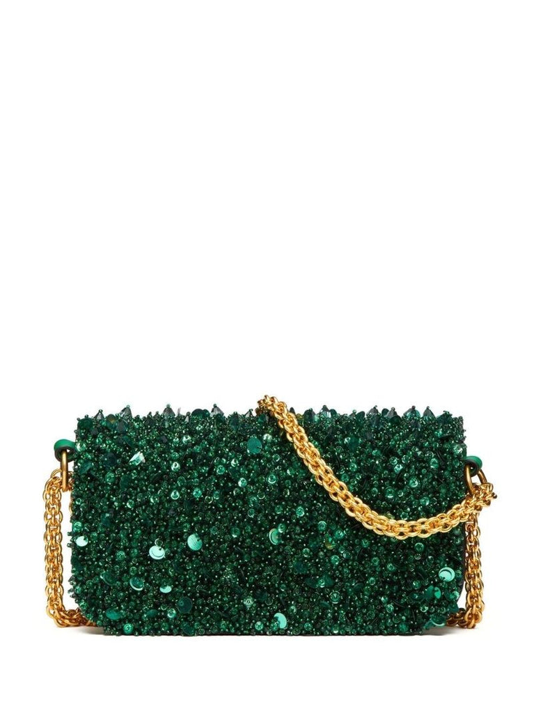 Green Small LocÃ_x0083_Â² Embellished Shoulder Bag