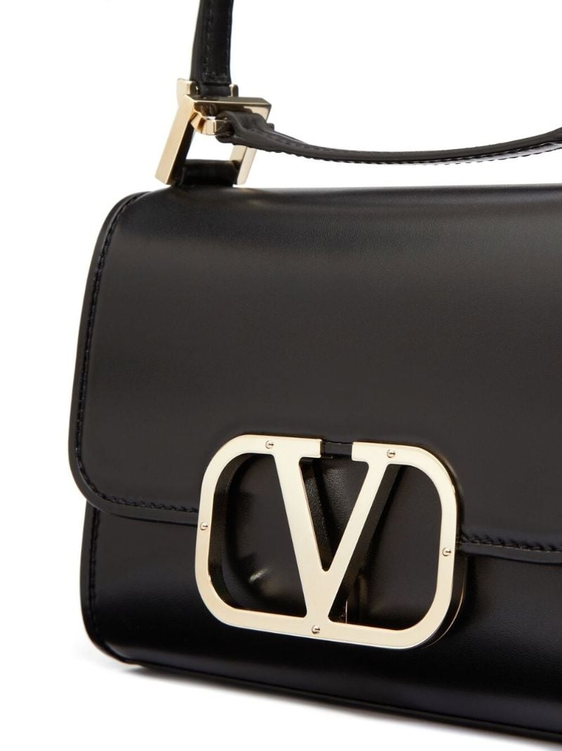 Black Small Vlogo Type Leather Shoulder Bag