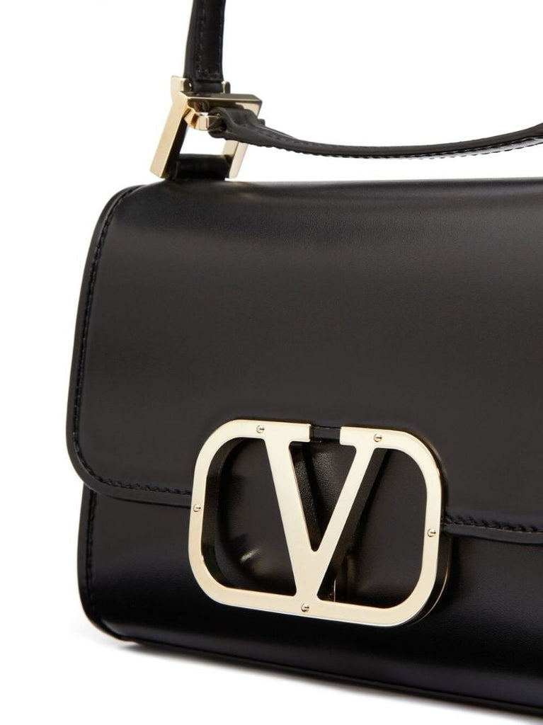Black Small Vlogo Type Leather Shoulder Bag