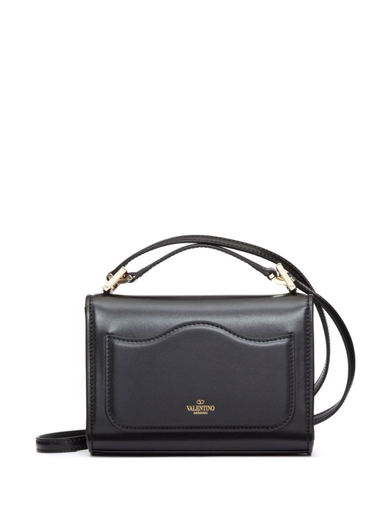 Black Small Vlogo Type Leather Shoulder Bag