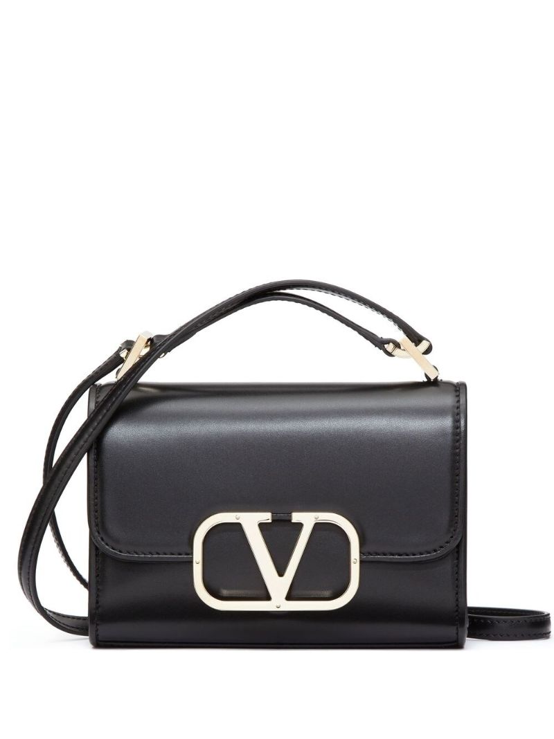 Black Small Vlogo Type Leather Shoulder Bag