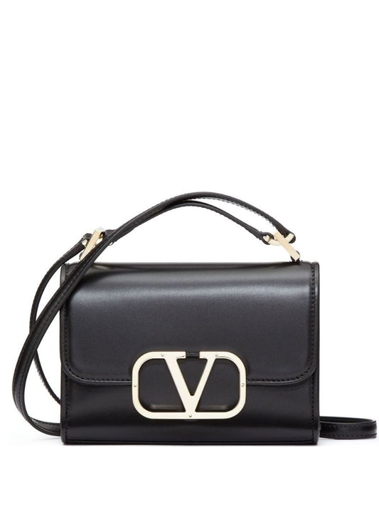 Black Small Vlogo Type Leather Shoulder Bag