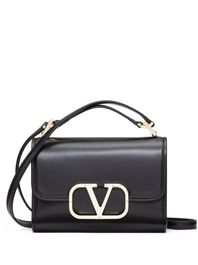Black Small Vlogo Type Leather Shoulder Bag