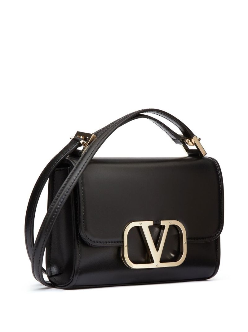 Black Small Vlogo Type Leather Shoulder Bag