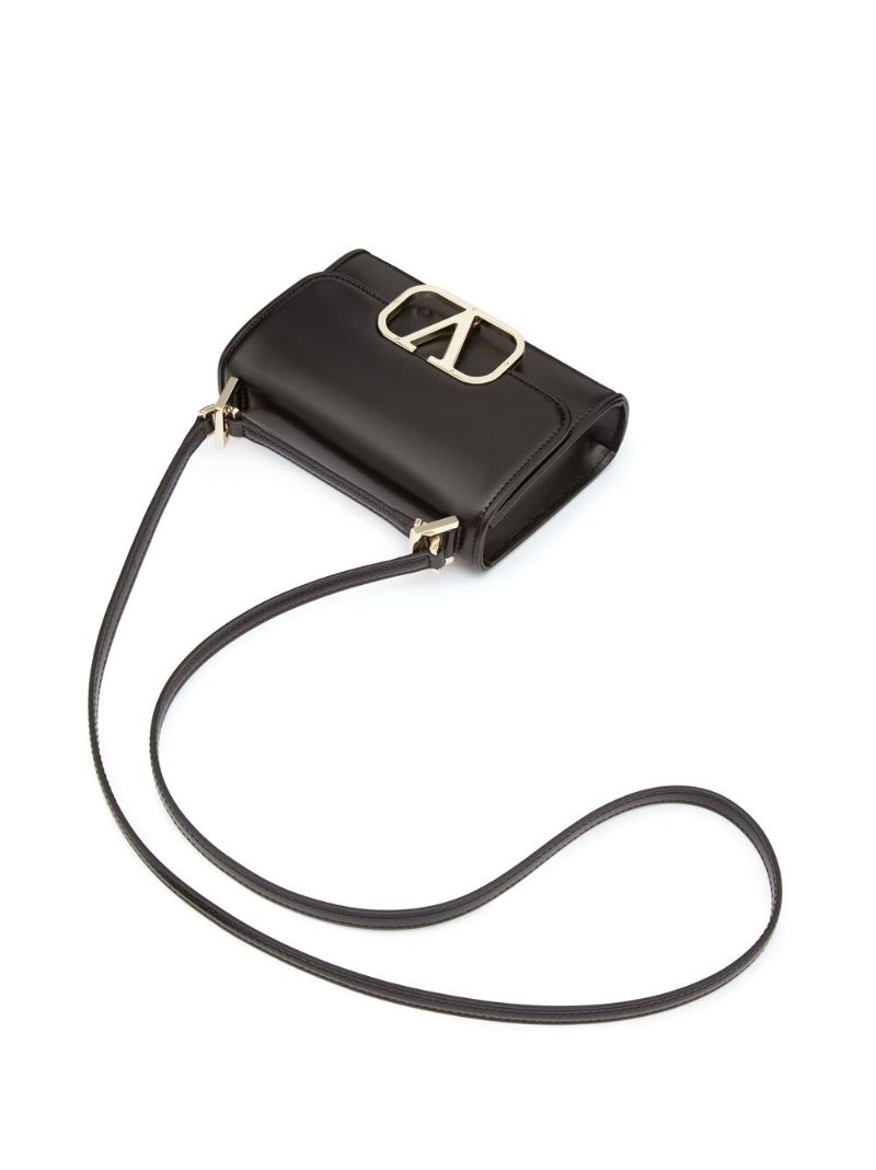 Black Small Vlogo Type Leather Shoulder Bag