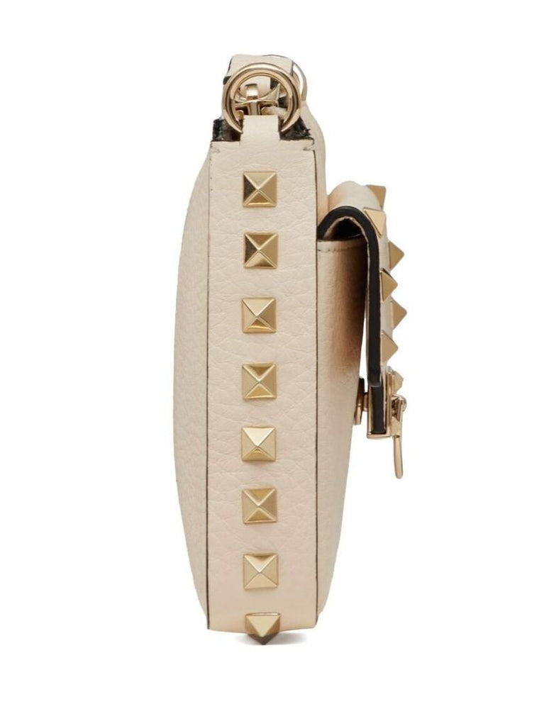 Beige Leather Rockstud Mini Bag