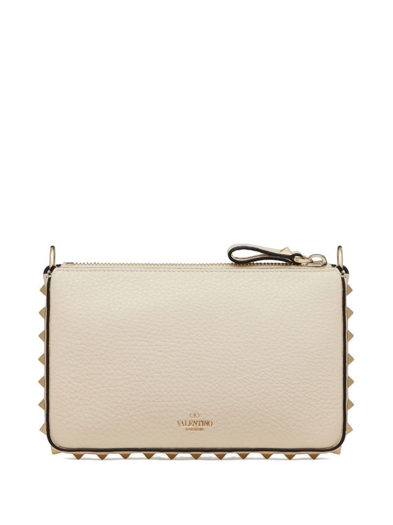 Beige Leather Rockstud Mini Bag
