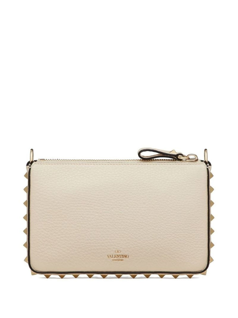 Beige Leather Rockstud Mini Bag