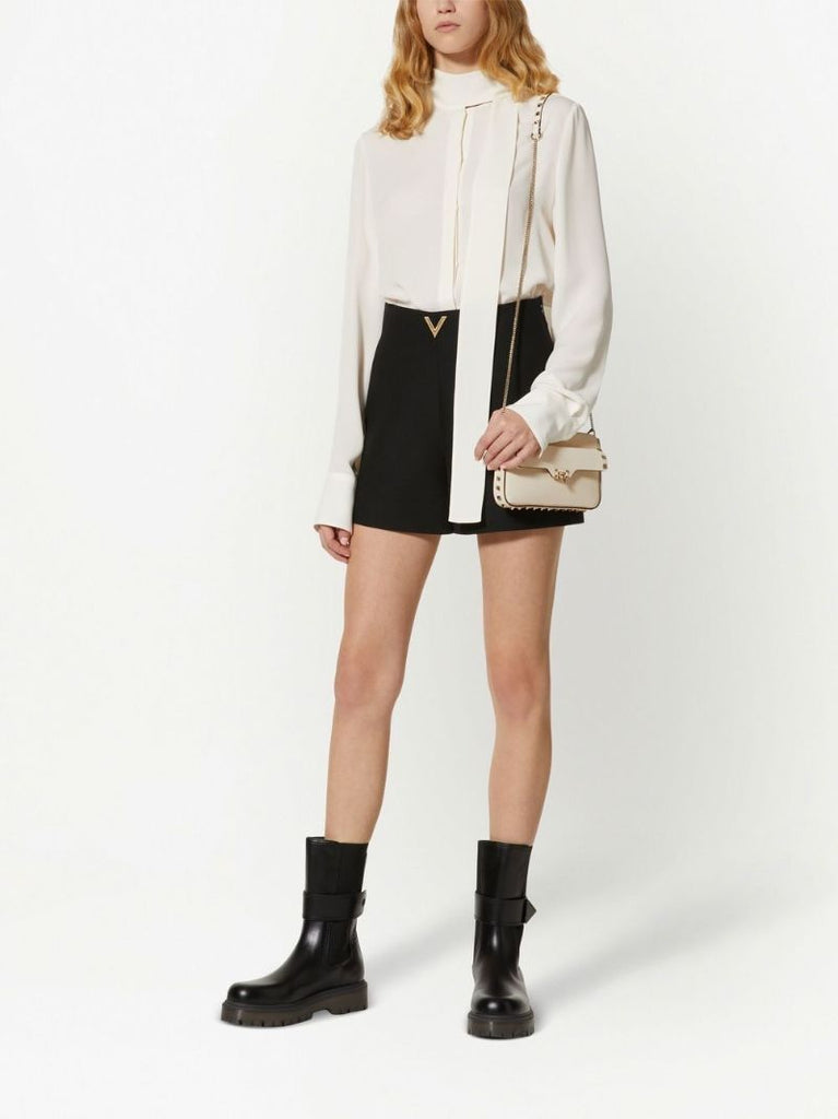 Beige Leather Rockstud Mini Bag