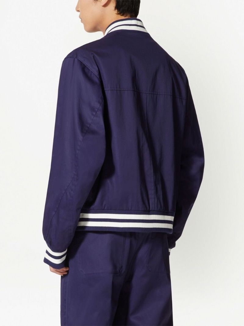 Blue Logo Embroidered Bomber Jacket