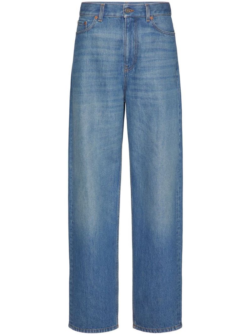 Blue Wide-leg Denim Jeans