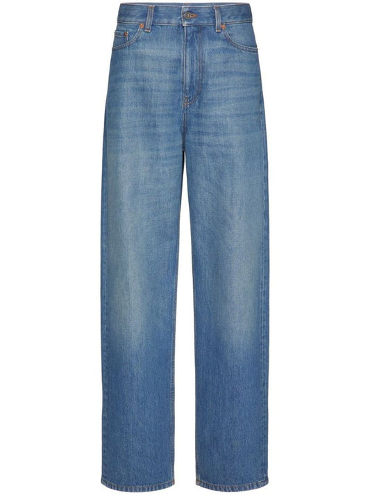 Blue Wide-leg Denim Jeans