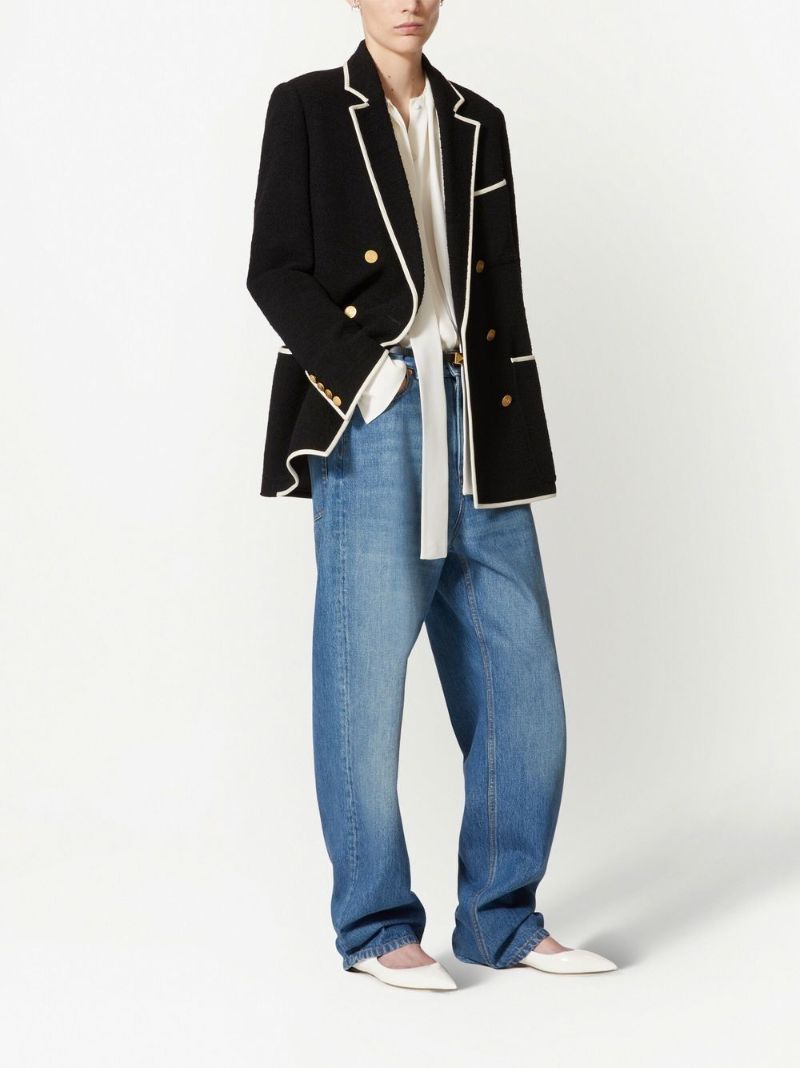 Blue Wide-leg Denim Jeans