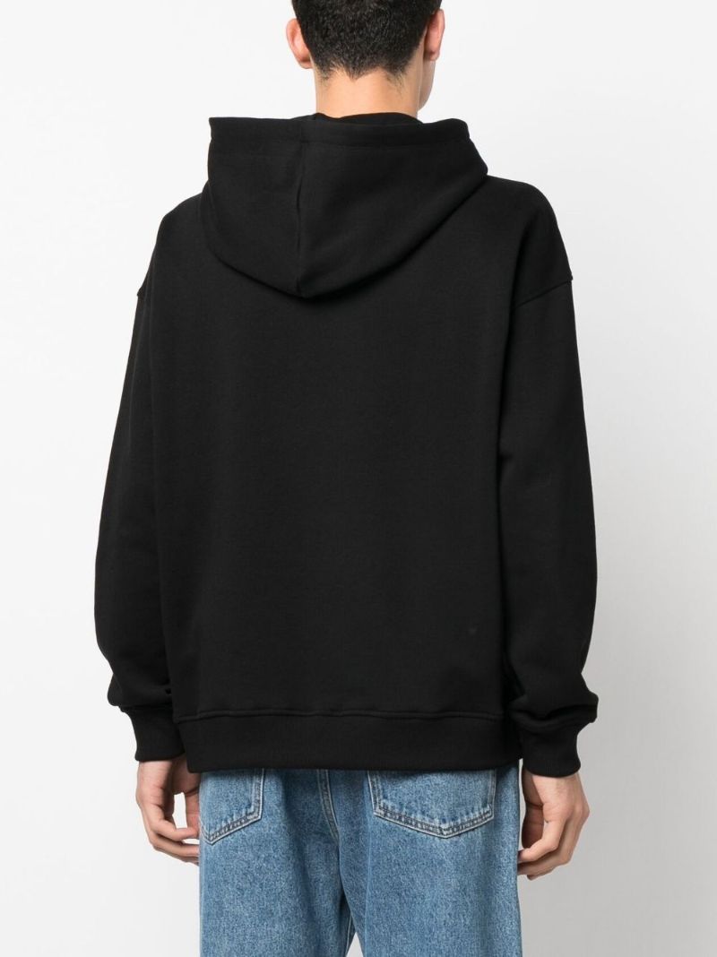 Black Logo Print Cotton Hoodie