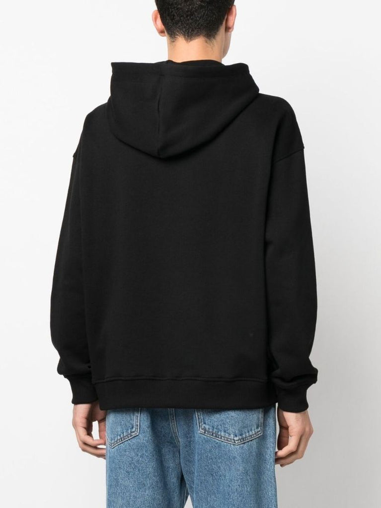 Black Logo Print Cotton Hoodie