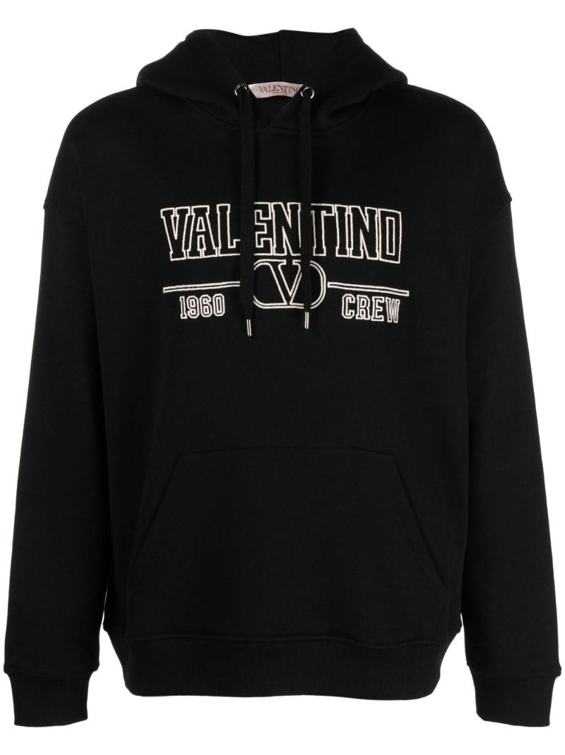 Black Logo Print Cotton Hoodie