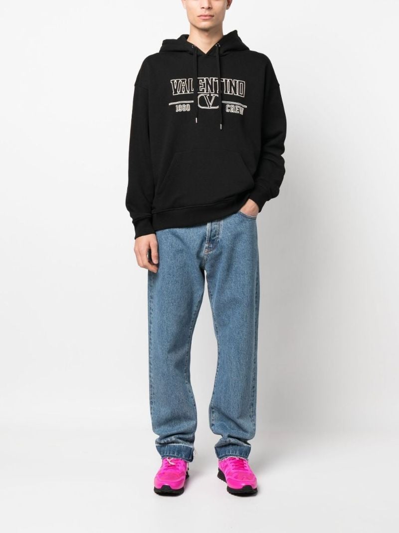 Black Logo Print Cotton Hoodie