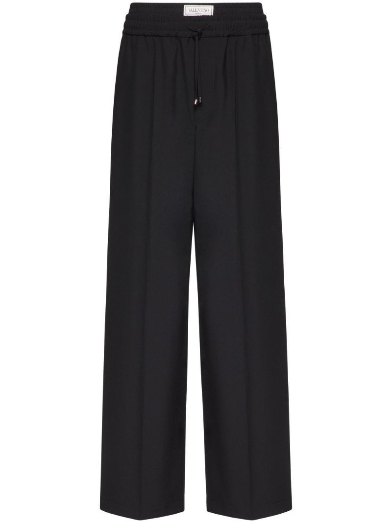 Black Wide-leg Virgin Wool Trousers