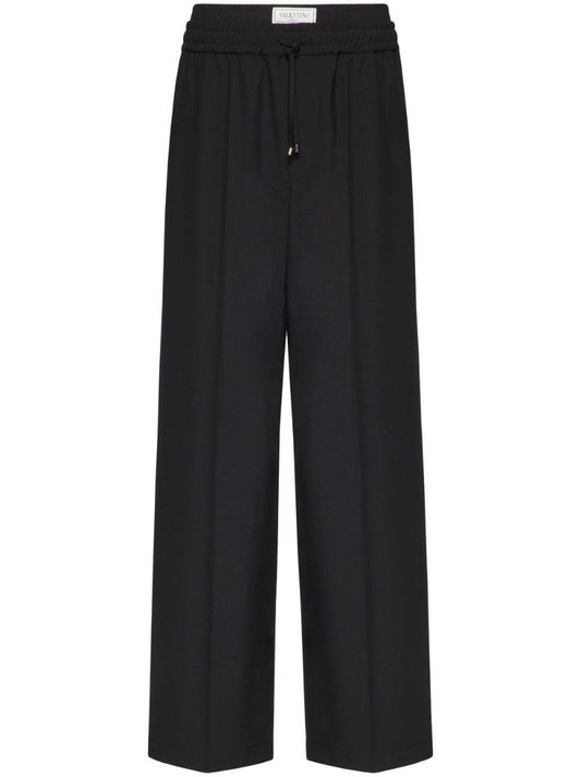 Black Wide-leg Virgin Wool Trousers