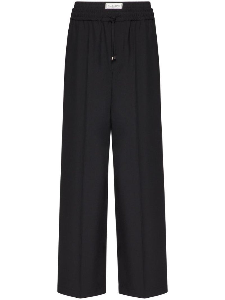 Black Wide-leg Virgin Wool Trousers