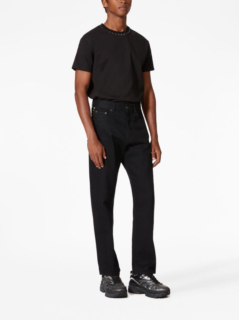 Black Rockstud Embellished Cotton T-shirt