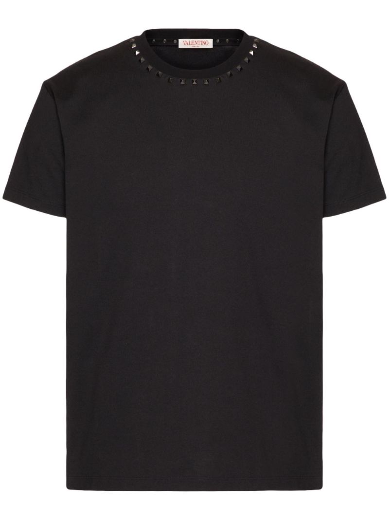 Black Rockstud Embellished Cotton T-shirt