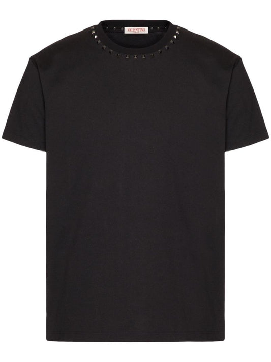 Black Rockstud Embellished Cotton T-shirt
