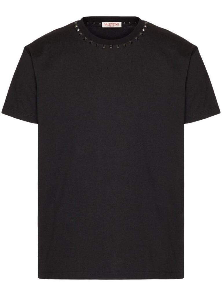 Black Rockstud Embellished Cotton T-shirt