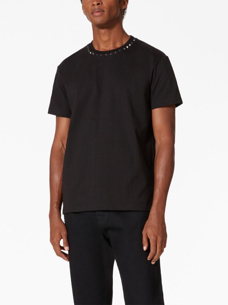 Black Rockstud Embellished Cotton T-shirt