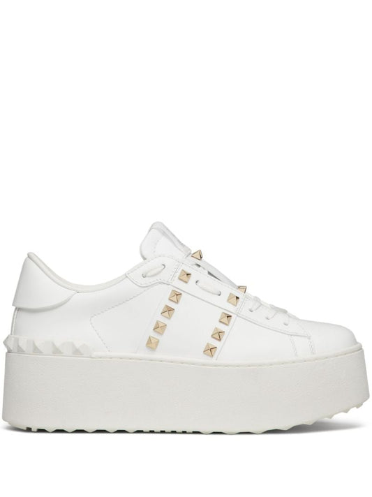 White Rockstud Flatform Sneakers