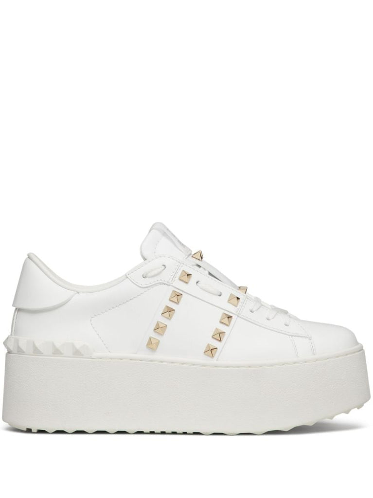 White Rockstud Flatform Sneakers
