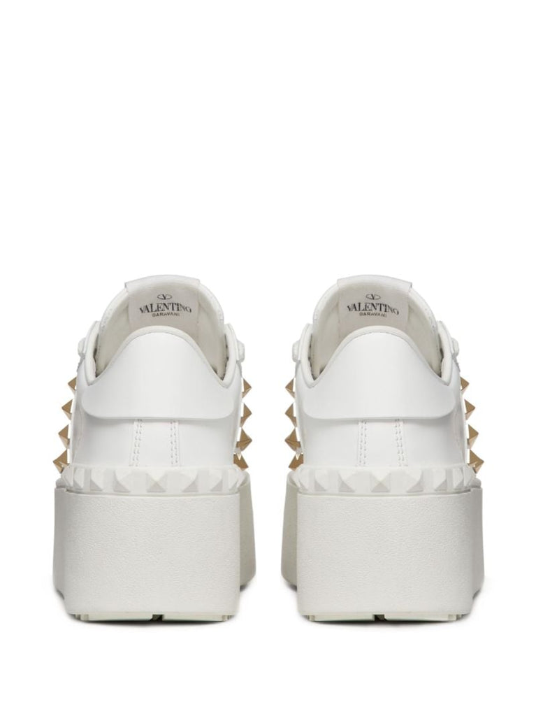 White Rockstud Flatform Sneakers