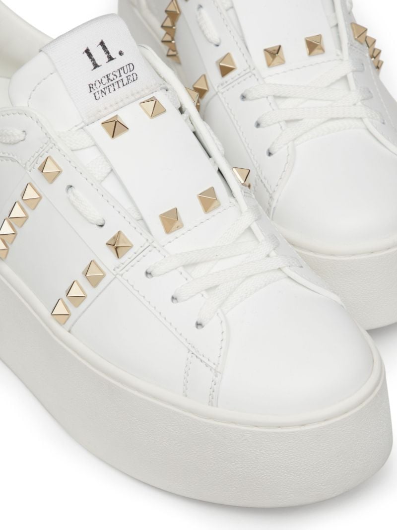 White Rockstud Flatform Sneakers