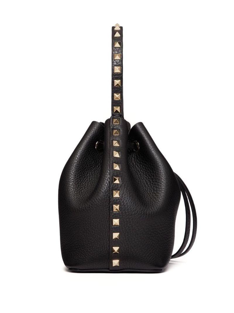 Black Rockstud Bucket Bag