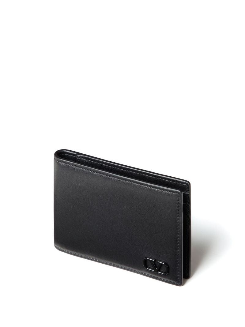 Black Vlogo Signature Leather Wallet