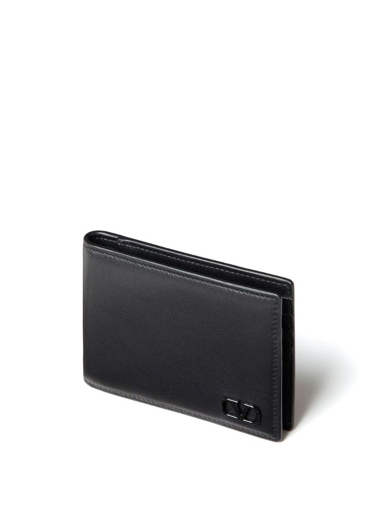 Black Vlogo Signature Leather Wallet