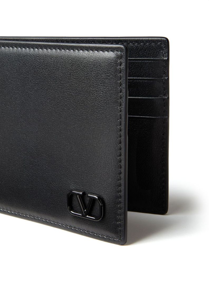 Black Vlogo Signature Leather Wallet