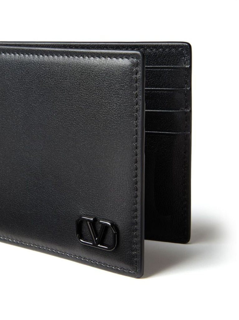 Black Vlogo Signature Leather Wallet