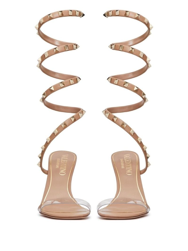 Brown Rockstud 100 Leather Sandals
