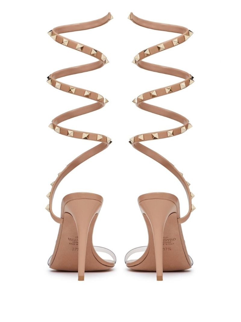 Brown Rockstud 100 Leather Sandals