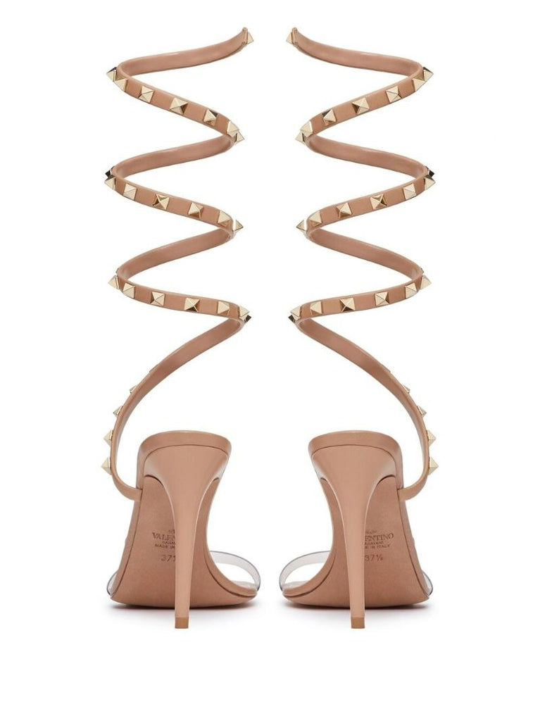 Brown Rockstud 100 Leather Sandals