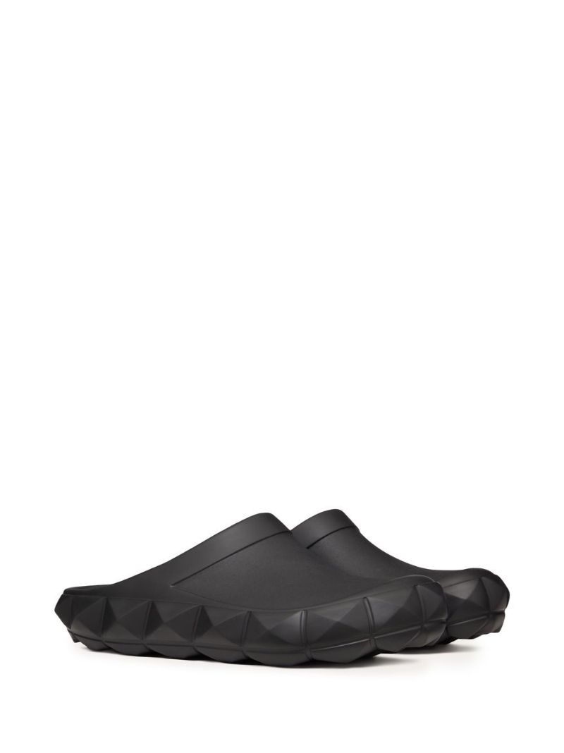Black Rockstud Flat Slides