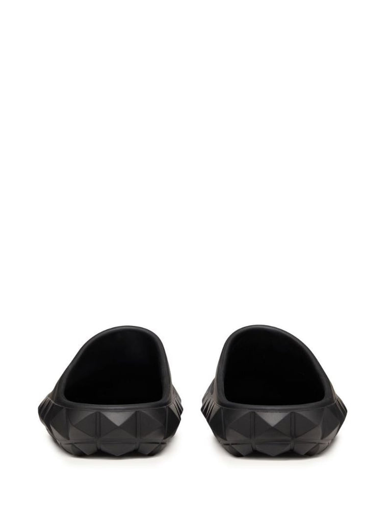 Black Rockstud Flat Slides