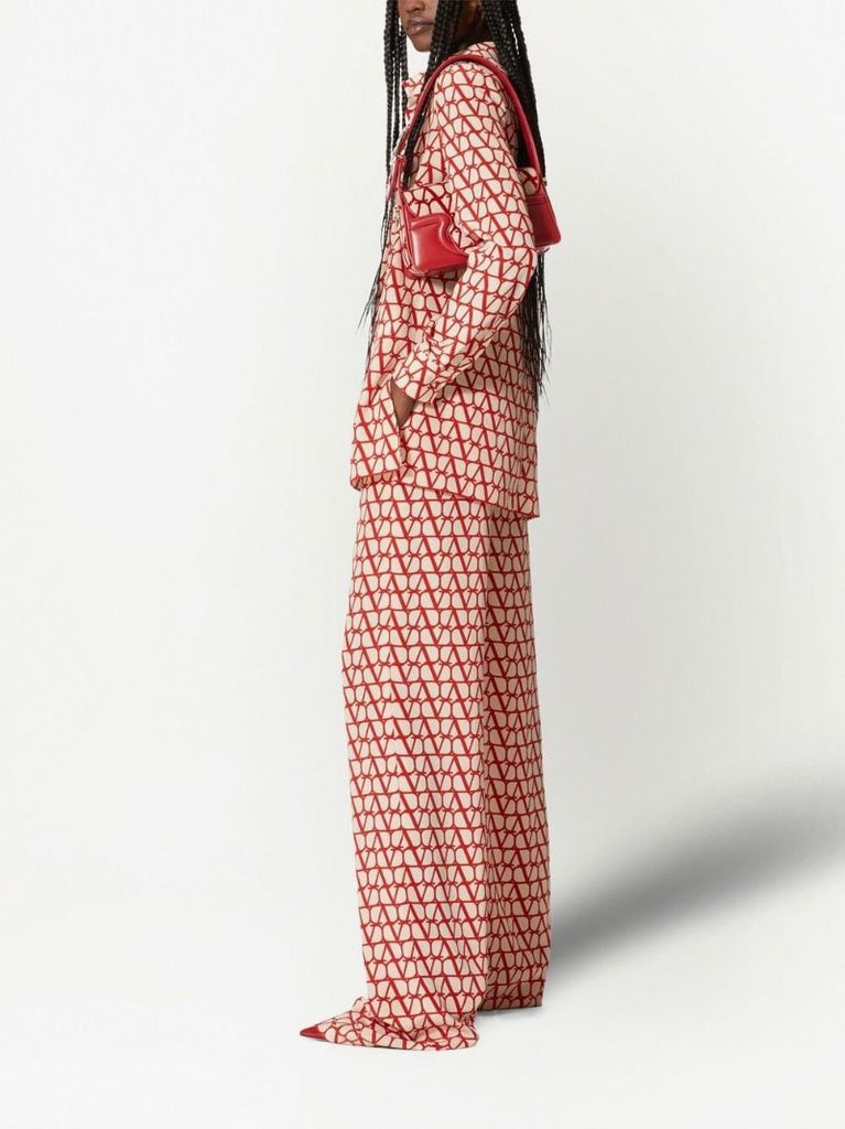 Red Vlogo Crepe De Chine Trousers
