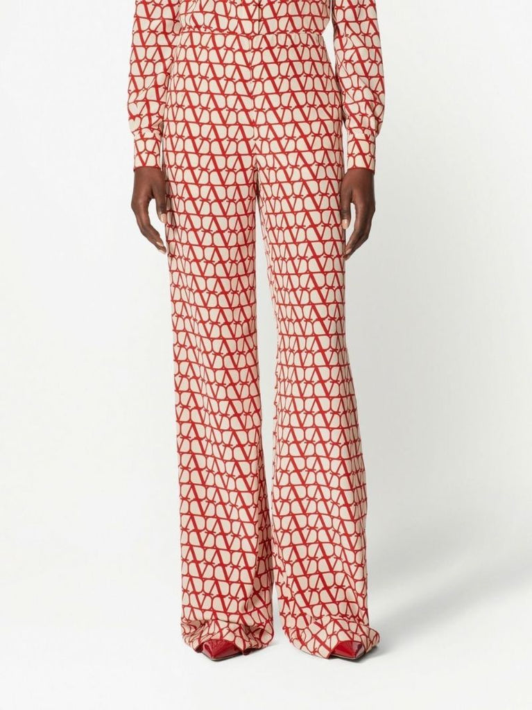 Red Vlogo Crepe De Chine Trousers